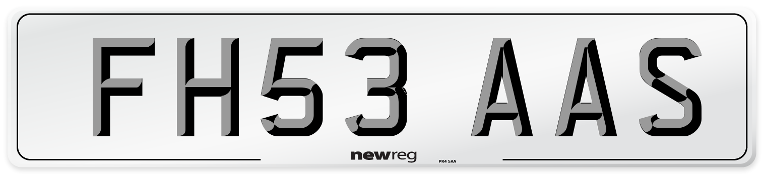 FH53 AAS Number Plate from New Reg